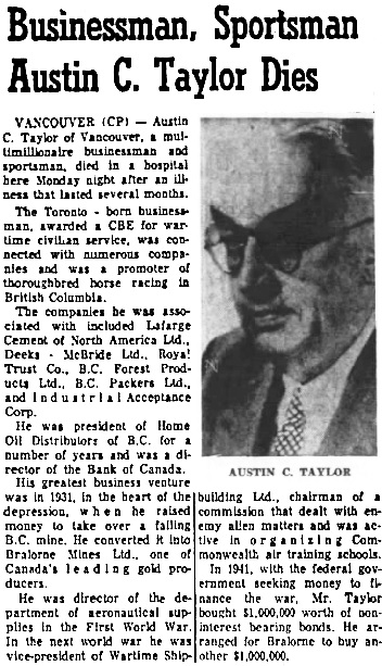 Nanaimo Daily News, November 2, 1965, page 5, columns 4-5.