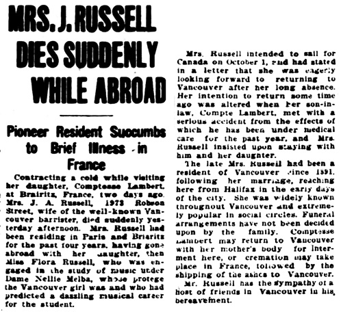 Vancouver Sun, September 16, 1925, page 3, column 4.
