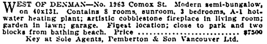 Vancouver Sun, May 11, 1929, page 25, columns 5-6.