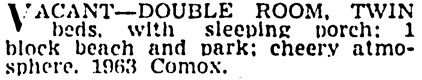 Vancouver Province, April 22, 1940, page 20, column 5.